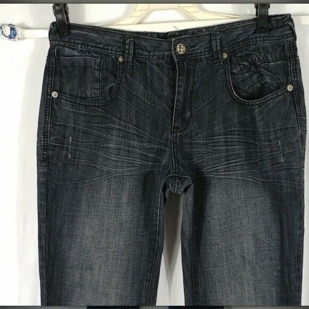 DE Born in LA Women's Black Distressed Straight 100% COTTON Jeans Size 36 - Picture 3 of 11